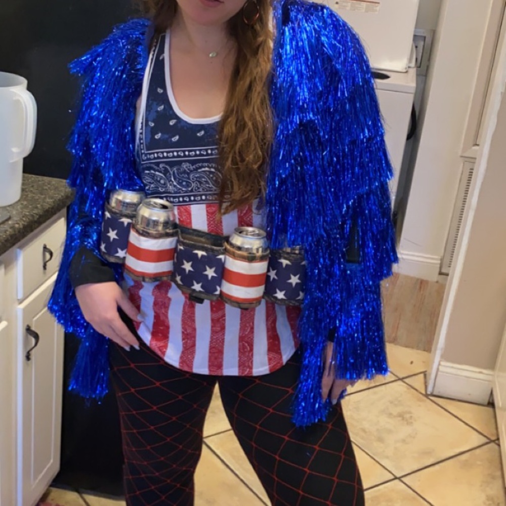 Blue fringe jacket